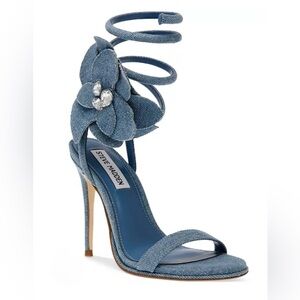 Steve Madden *Floor Sample* Womens Ennzo Denim Coil Leg Wrap Heels Sandals